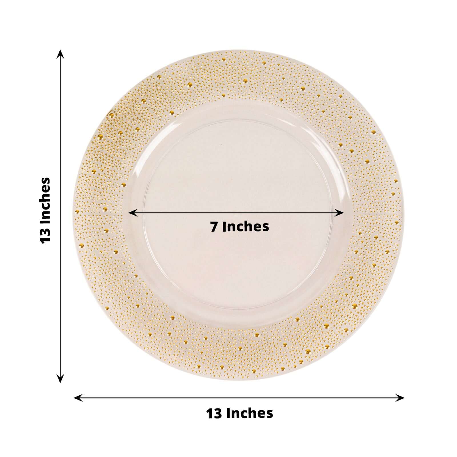 6-Pack Plastic Charger Plates 13" Round Clear with Gold Pearl Beaded Rim - Upscale Dinner Serving Plates - Image 4